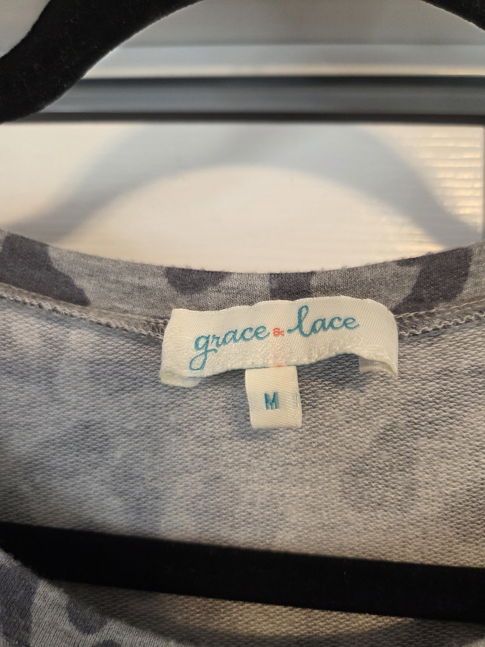 Grace & Lace Gray Leopard Knot-Front Long Sleeve Top - Picture 2 of 3